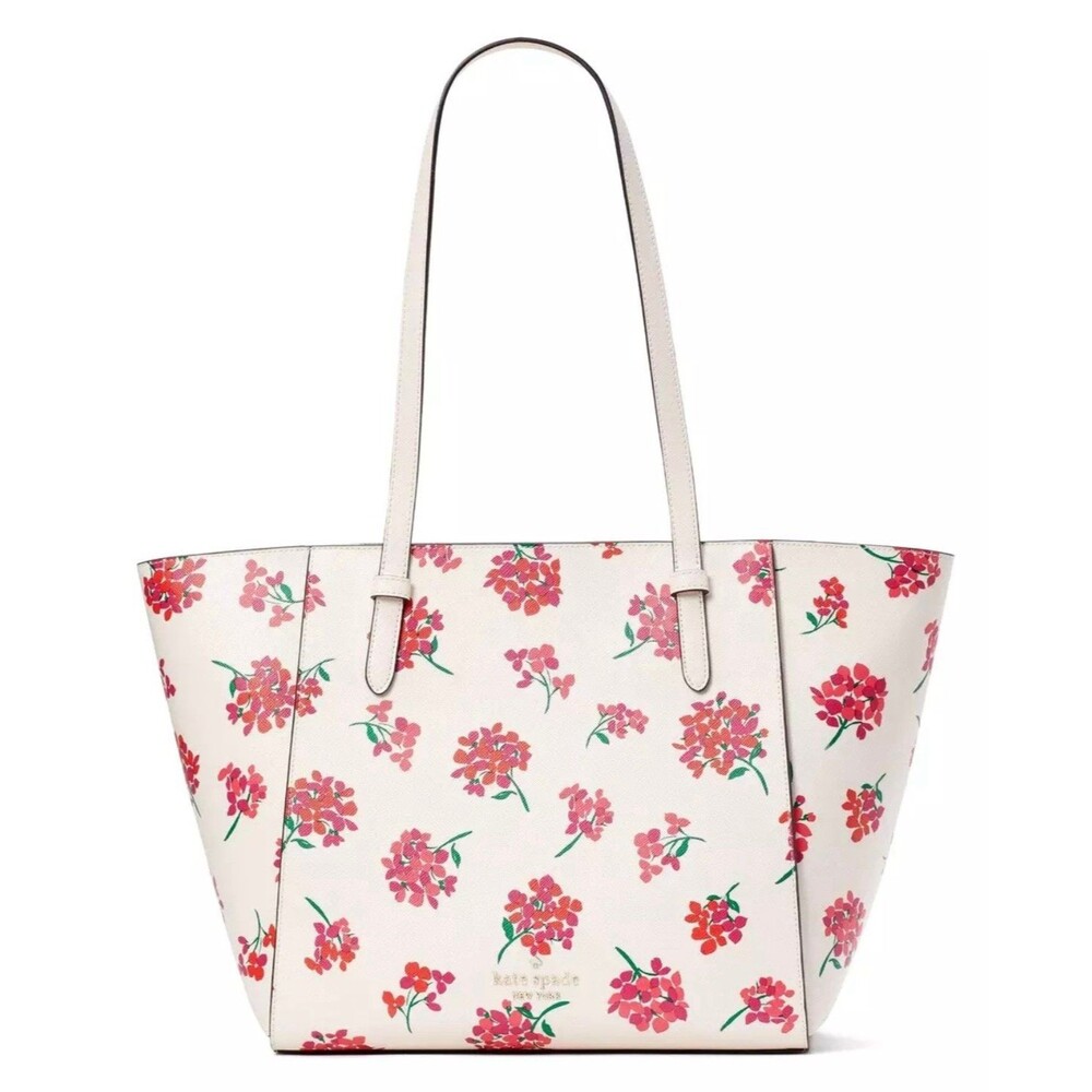 New Kate Spade Becca Floral Tote Fresh Peach Multi